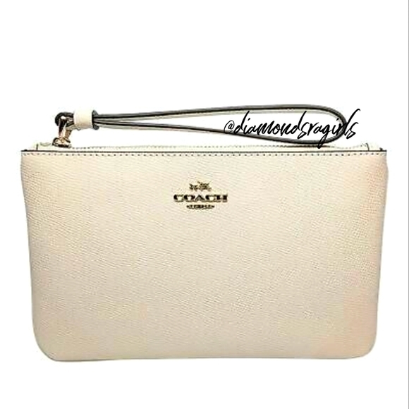 Coach Handbags - COACH Large Wristlet Clutch Crossgrain Leather Chalk NWT FREE Coach GWP!*